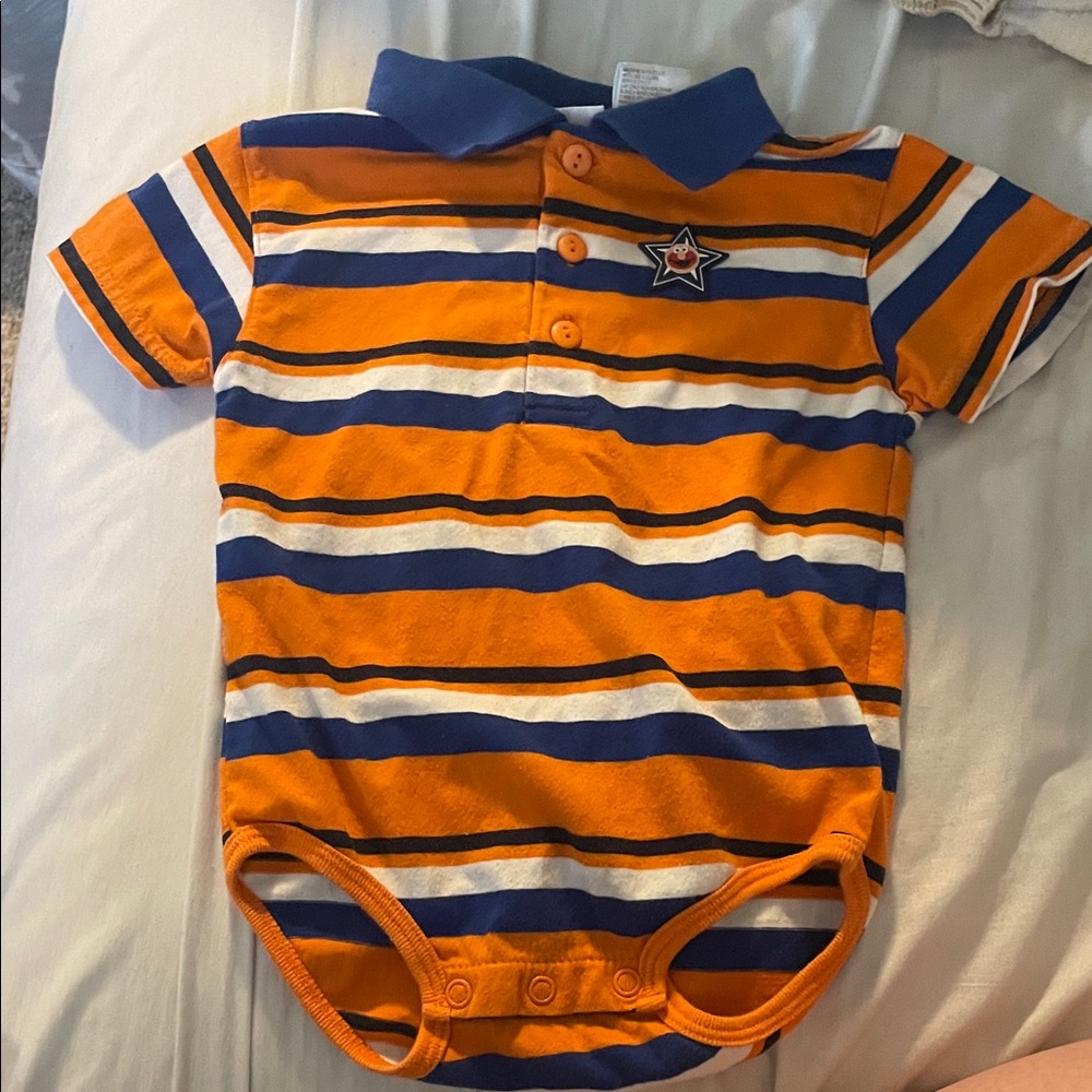Sesame Street Orange and Blue Striped Bodysuit
